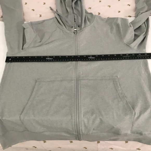 Yogalicious Lux Heather Gray Zip Front Drawstring  Long-sleeve Hoodie Sz XXL - Picture 11 of 16